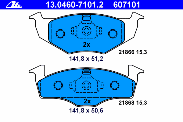 Комплект тормозных колодок, дисковый тормоз ATE 13.0460-7101.2