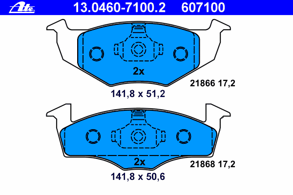 Комплект тормозных колодок, дисковый тормоз ATE 13.0460-7100.2