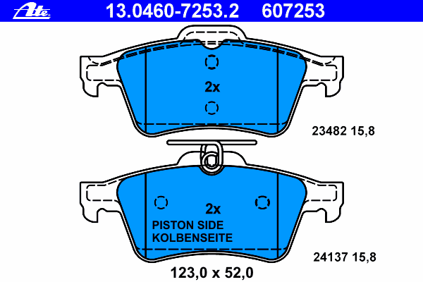 Комплект тормозных колодок, дисковый тормоз ATE 13046072532