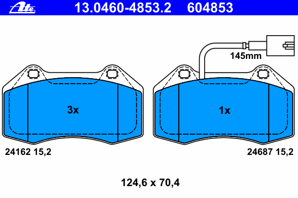 Комплект тормозных колодок, дисковый тормоз ATE 13046048532