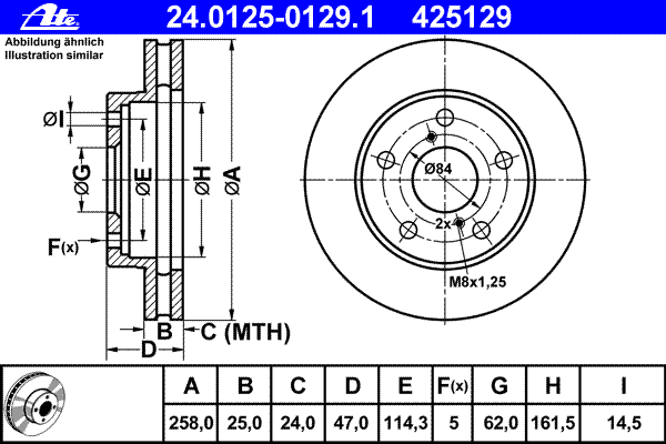 Тормозной диск ATE 24.0125-0129.1