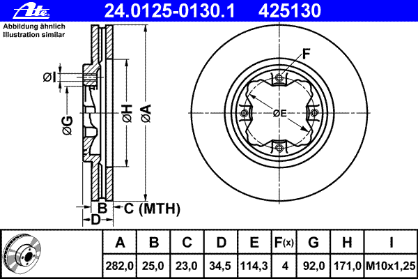 Тормозной диск ATE 24.0125-0130.1