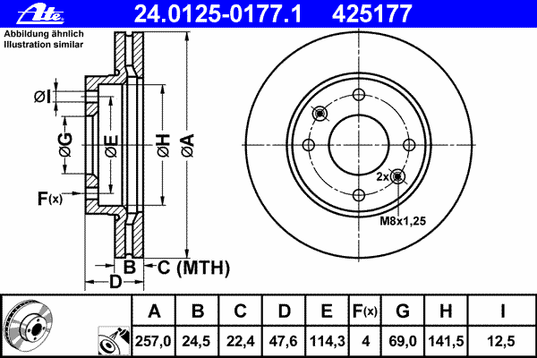 Тормозной диск ATE 24.0125-0177.1