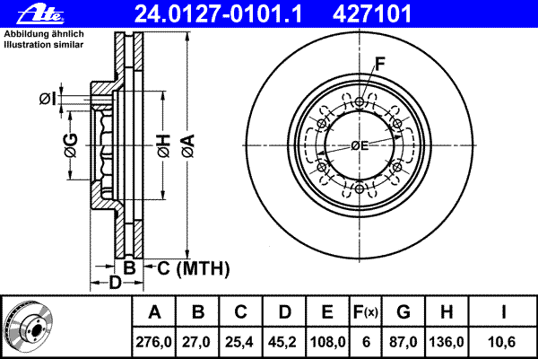 Тормозной диск ATE 24.0127-0101.1