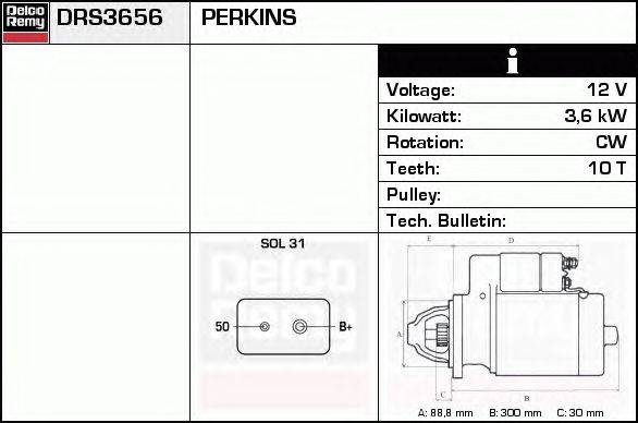 Стартер DELCO REMY DRS3656