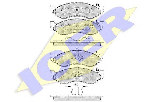 Комплект тормозных колодок, дисковый тормоз ICER 140968