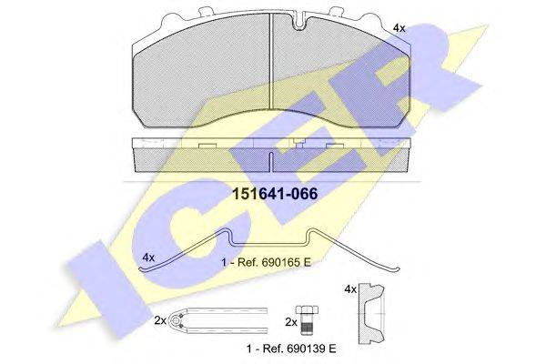 Комплект тормозных колодок, дисковый тормоз ICER 151641066