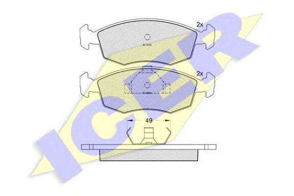 Комплект тормозных колодок, дисковый тормоз ICER 21257