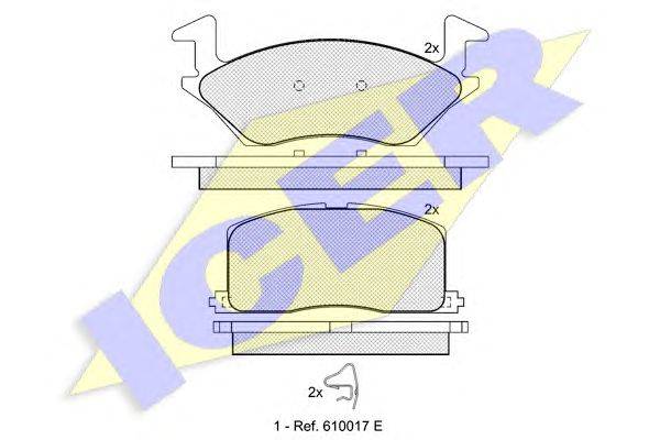 Комплект тормозных колодок, дисковый тормоз ICER 180888
