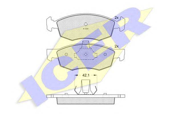 Комплект тормозных колодок, дисковый тормоз ICER 181508