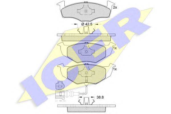 Комплект тормозных колодок, дисковый тормоз ICER 181590