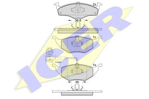 Комплект тормозных колодок, дисковый тормоз ICER 181594
