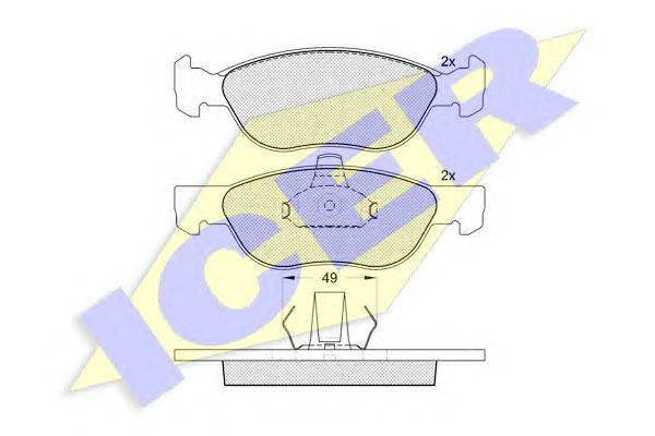 Комплект тормозных колодок, дисковый тормоз ICER 181602