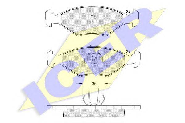 Комплект тормозных колодок, дисковый тормоз ICER 181604