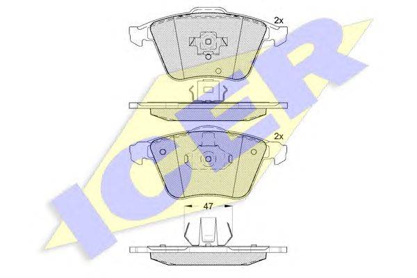 Комплект тормозных колодок, дисковый тормоз ICER 181652