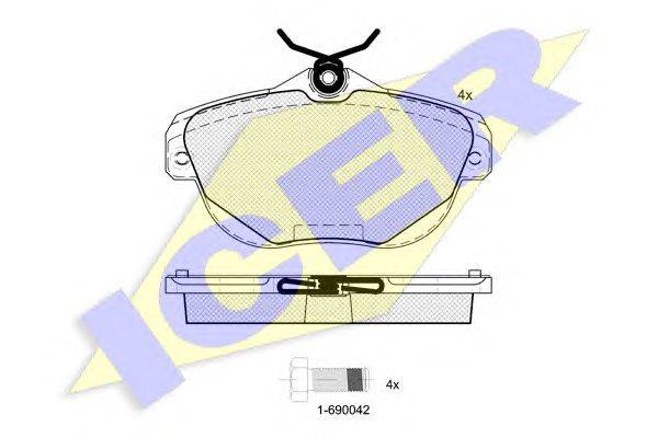 Комплект тормозных колодок, дисковый тормоз ICER 181768