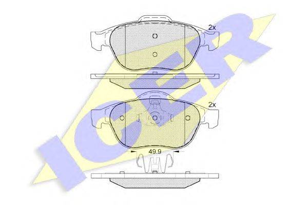 Комплект тормозных колодок, дисковый тормоз ICER 24536
