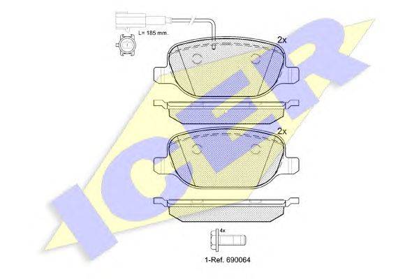 Комплект тормозных колодок, дисковый тормоз ICER 181996