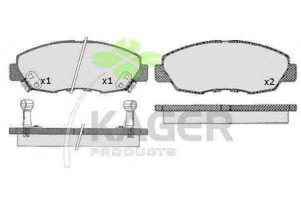 Комплект тормозных колодок, дисковый тормоз KAGER 21497