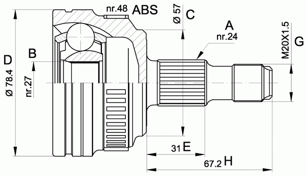 Шарнирный комплект, приводной вал OPEN PARTS CVJ5443.10