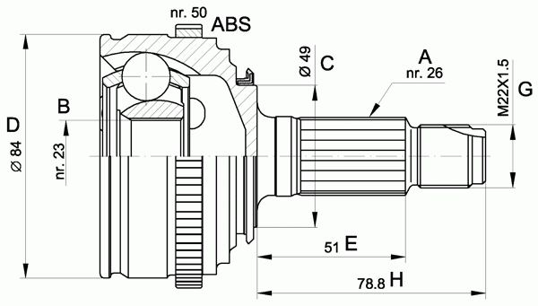 Шарнирный комплект, приводной вал OPEN PARTS CVJ5467.10