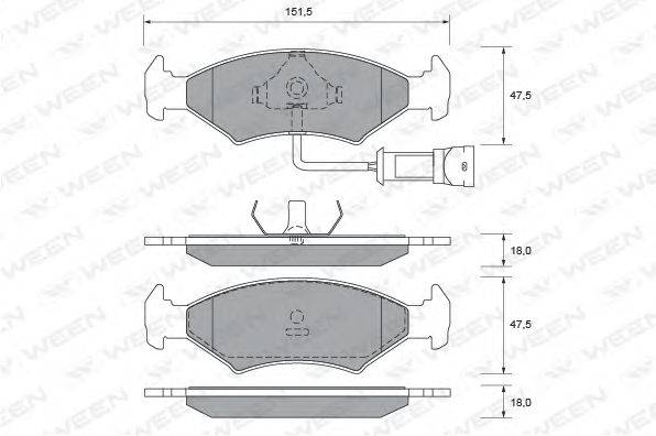Комплект тормозных колодок, дисковый тормоз WEEN 151-2055