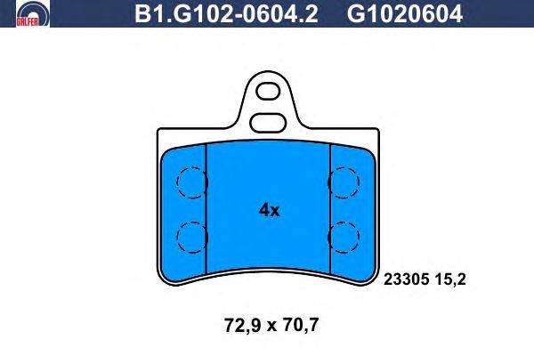 Комплект тормозных колодок, дисковый тормоз GALFER B1G10206042