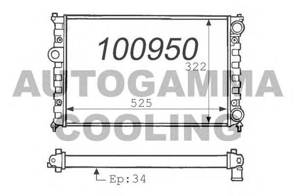 Радиатор, охлаждение двигателя AUTOGAMMA 100950