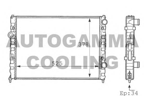 Радиатор, охлаждение двигателя AUTOGAMMA 101075