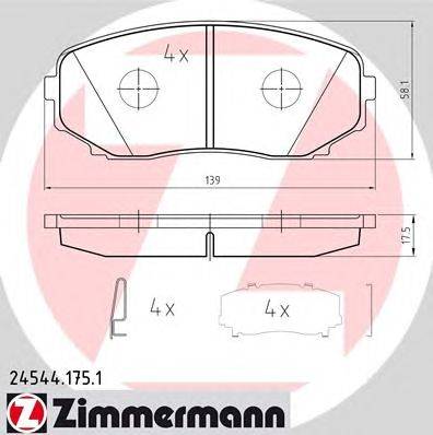 Комплект тормозных колодок, дисковый тормоз ZIMMERMANN 24544