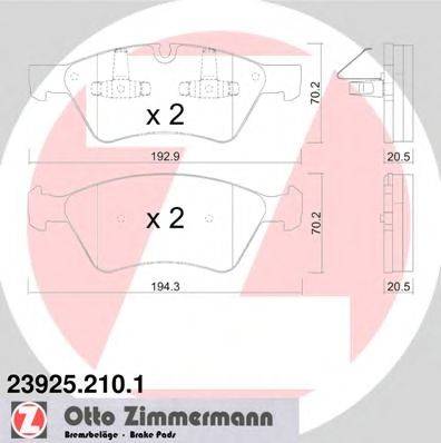 Комплект тормозных колодок, дисковый тормоз ZIMMERMANN 239252101