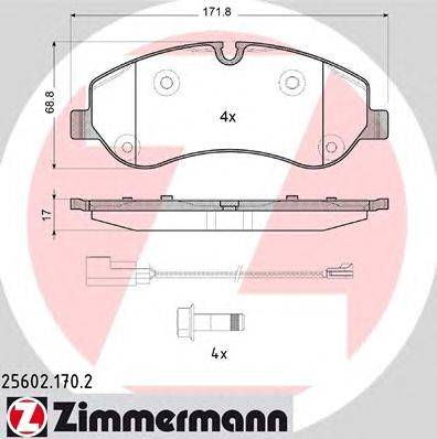 Комплект тормозных колодок, дисковый тормоз ZIMMERMANN 256021702