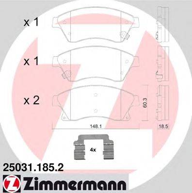 Комплект тормозных колодок, дисковый тормоз ZIMMERMANN 25031.185.2