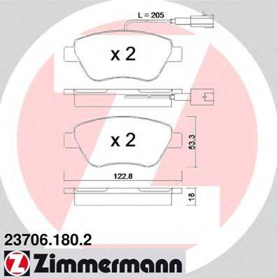 Комплект тормозных колодок, дисковый тормоз ZIMMERMANN 237061802