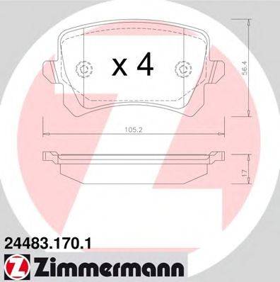 Комплект тормозных колодок, дисковый тормоз ZIMMERMANN 24483.170.1