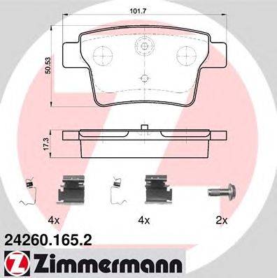 Комплект тормозных колодок, дисковый тормоз ZIMMERMANN 24260.165.2