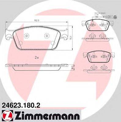 Комплект тормозных колодок, дисковый тормоз ZIMMERMANN 246231802
