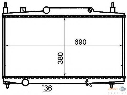 Радиатор, охлаждение двигателя HELLA 8MK 376 717-581