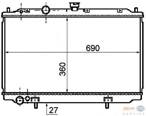 Радиатор, охлаждение двигателя HELLA 8MK 376 753-711