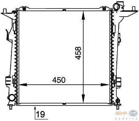 Радиатор, охлаждение двигателя HELLA 8MK376764471