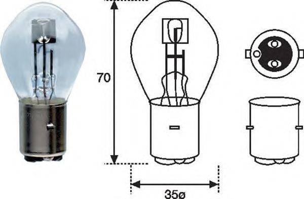 Лампа накаливания, фара дальнего света; Лампа накаливания, основная фара; Лампа накаливания MAGNETI MARELLI S212