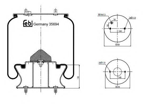 Кожух пневматической рессоры FEBI BILSTEIN 35694