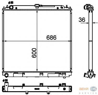 Радиатор, охлаждение двигателя BEHR HELLA SERVICE 8MK 376 790-311