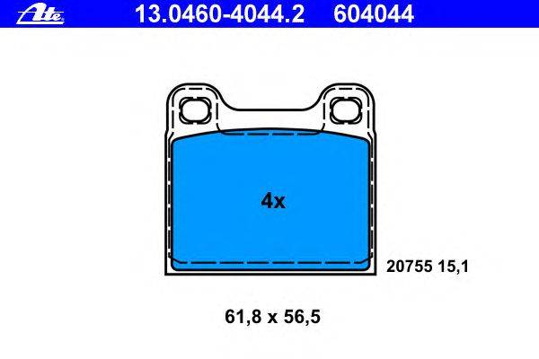 Комплект тормозных колодок, дисковый тормоз ATE 13046040442