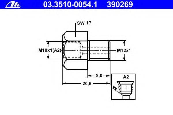 Адаптер, трубопровод тормозного привода ATE 390269