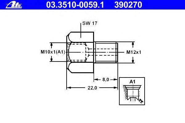 Адаптер, трубопровод тормозного привода ATE 390270