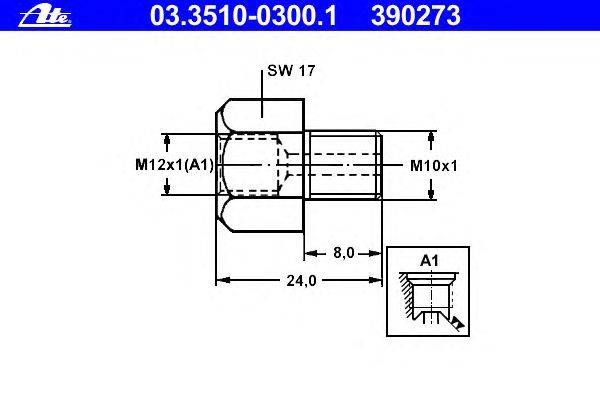 Адаптер, трубопровод тормозного привода ATE 390273