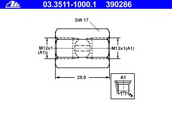 Адаптер, трубопровод тормозного привода ATE 390286