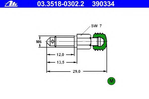 Болт воздушного клапана / вентиль ATE 390334