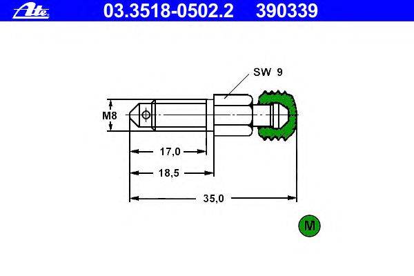 Болт воздушного клапана / вентиль ATE 390339